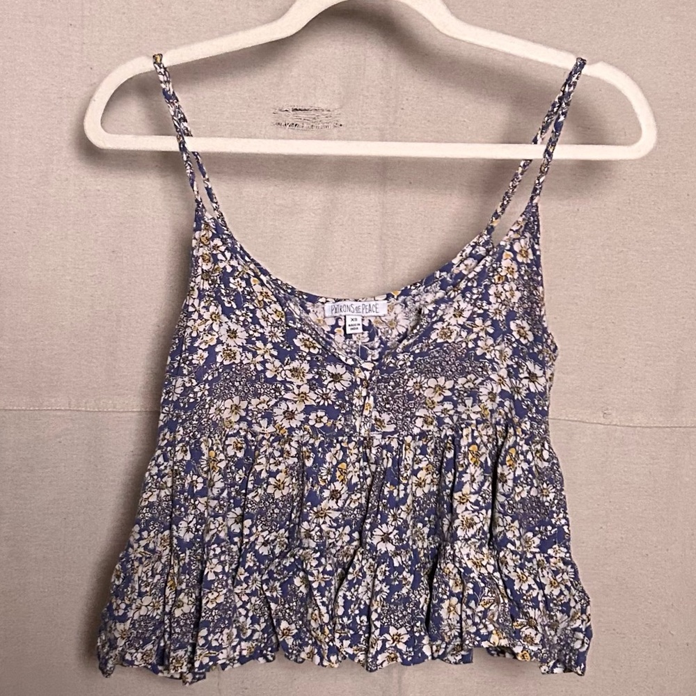Patrons of Peace Blue Floral Top